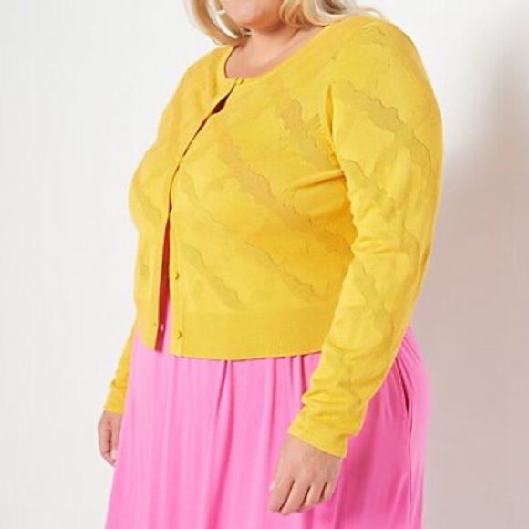 J Jason Wu Jacquard Cropped Cardigan - Picture 1 of 4